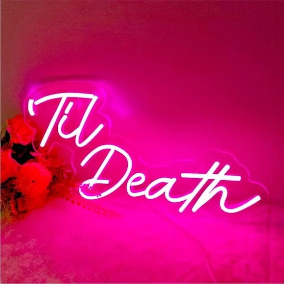 Til’ Death Neon Pink LED Light Birthday Party Graduation Teenager Bedroom Decor - Picture 4 of 6